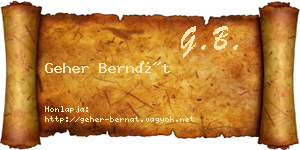 Geher Bernát névjegykártya